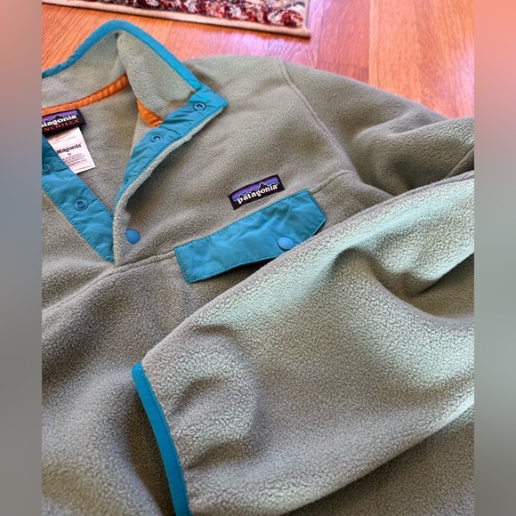 Patagonia Women's Retro Synchilla Snap-T Fleece Pullover Green Blue Size Medium - Picture 6 of 6
